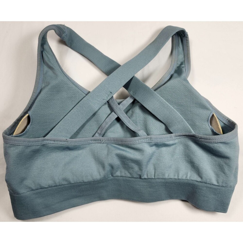 Strappy Criss Cross Sports Bra 3 Pack Padded Yoga Gym Top L Blue Black White NEW - Picture 7 of 8